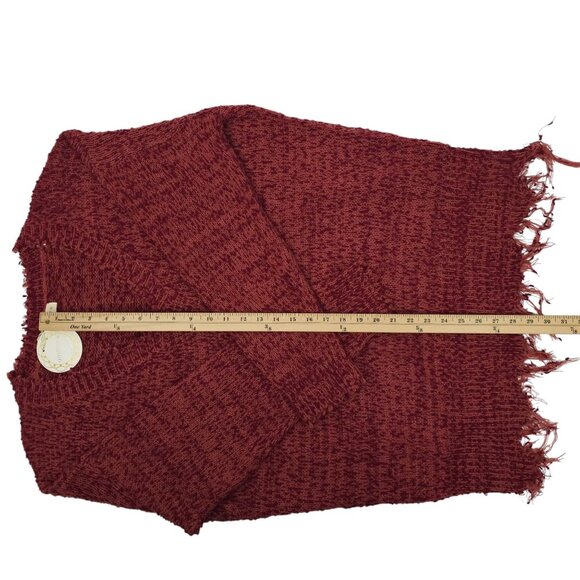 Umgee Sweater Womens XL Distressed Hem V Neck Pullover Knit Wine NEW - Picture 6 of 16